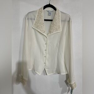 NWT Off-white vintage style business preppy, formal career, long sleeve  blouse